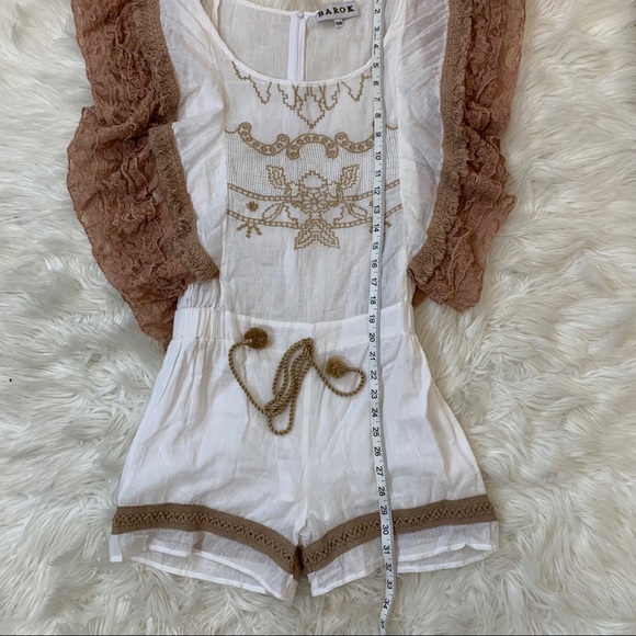 Barok linen ruffle lace shorts boho romper small - Picture 6 of 13